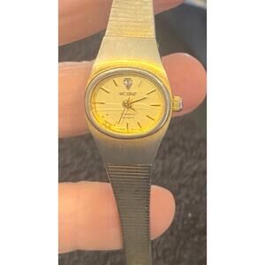 Womn's Nelsonic Diamond Dress Watch, Gold Tone, Adjustable Link Band